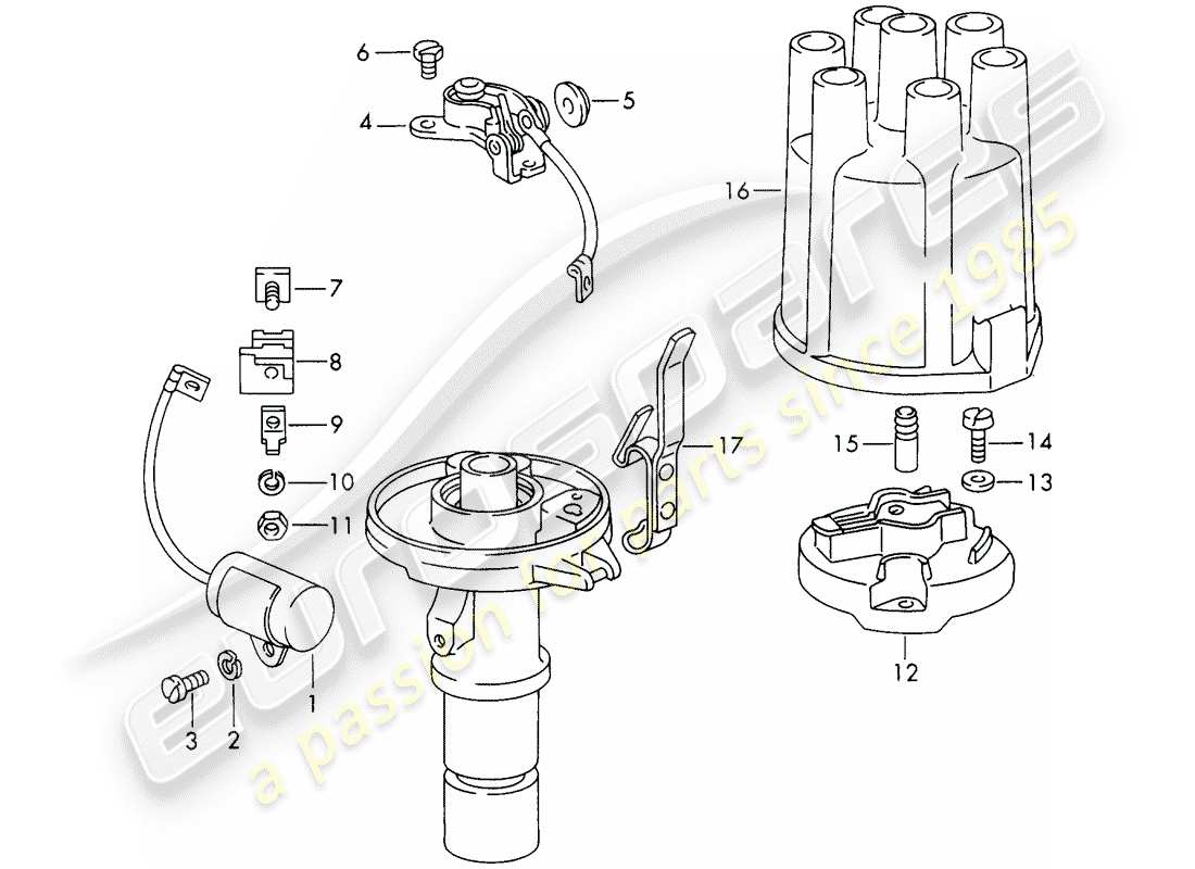 porsche 1967 (911/912) repair material - distributor parts diagram