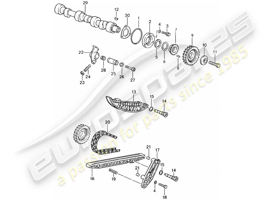 porsche 1992 (964) valve control parts diagram