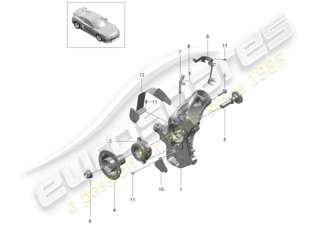 porsche 2016 (981 cayman gt4) wheel carrier wheel hub part diagram