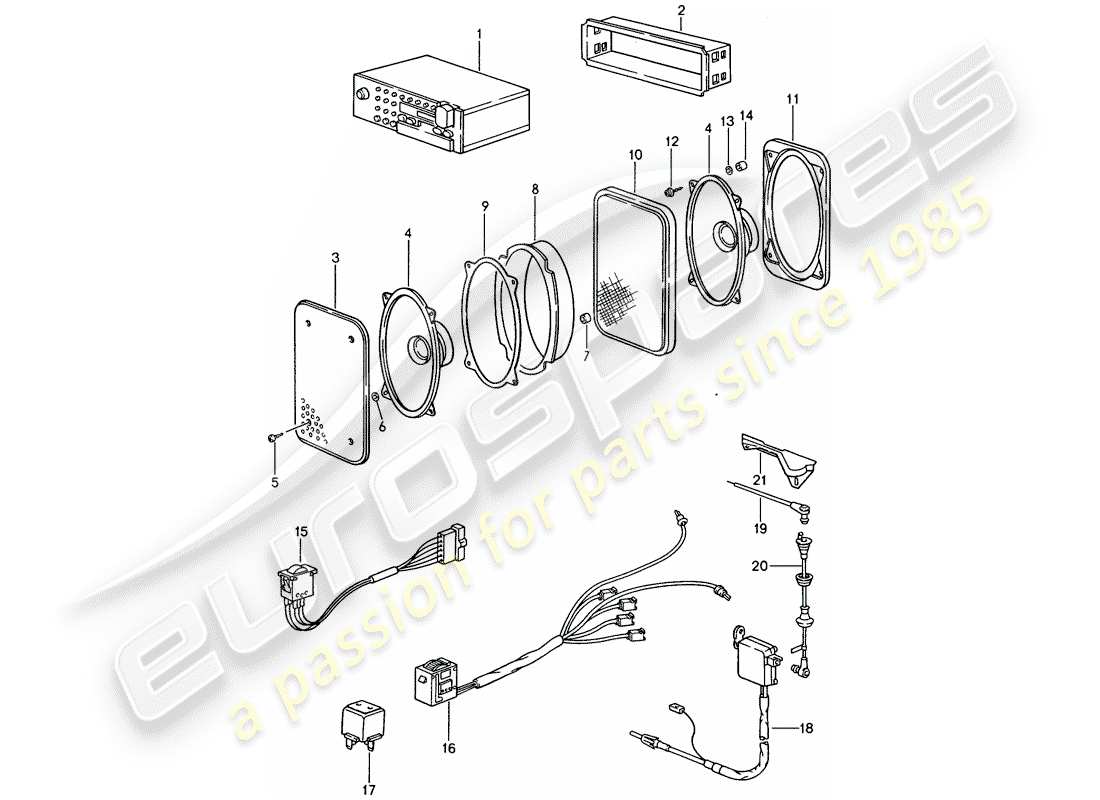 porsche 1989 (944) radio unit parts diagram