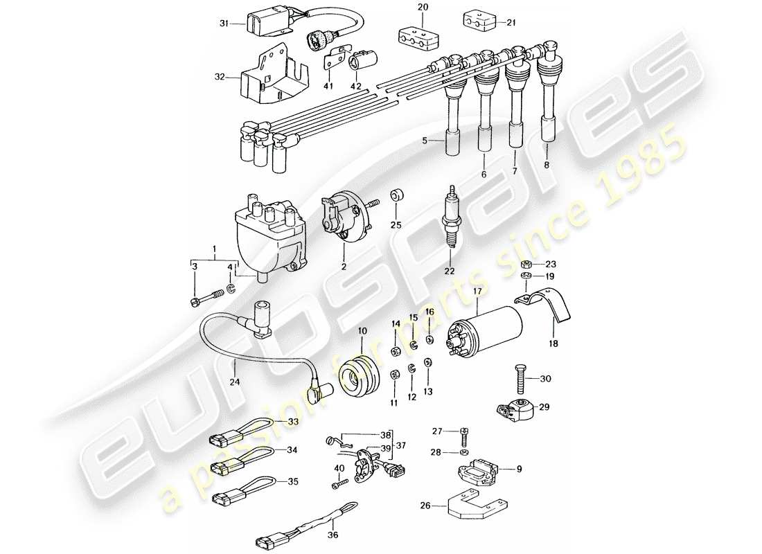 porsche 1989 (944) engine electrics 1 parts diagram