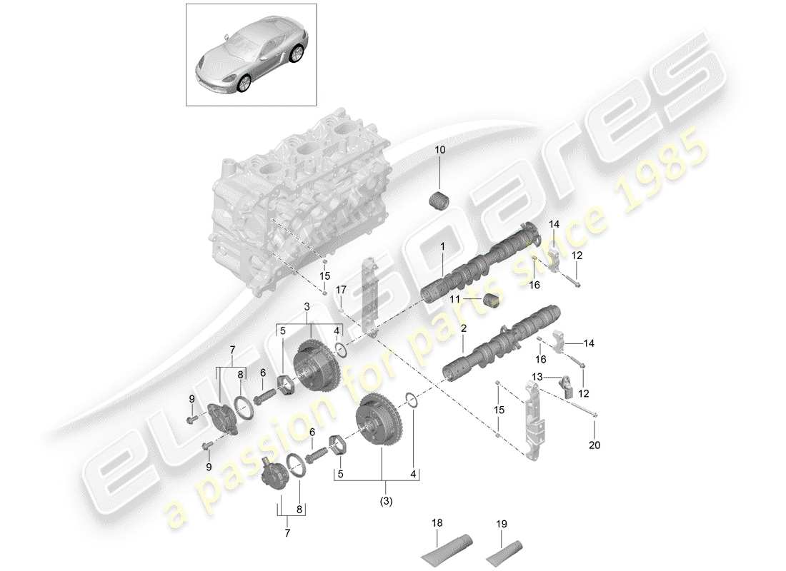 porsche 2017 (718 cayman) camshaft hydraulic tappet camshaft adjuster unit part diagram