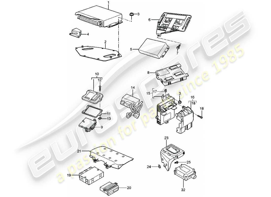porsche 2005 (987 boxster) control units parts diagram