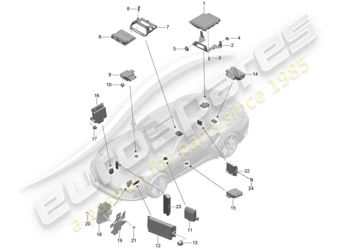 porsche 2014 (991-1 turbo) control units part diagram