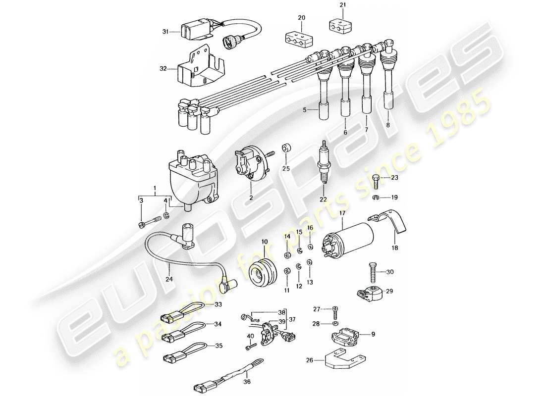 porsche 1987 (944) engine electrics 1 parts diagram