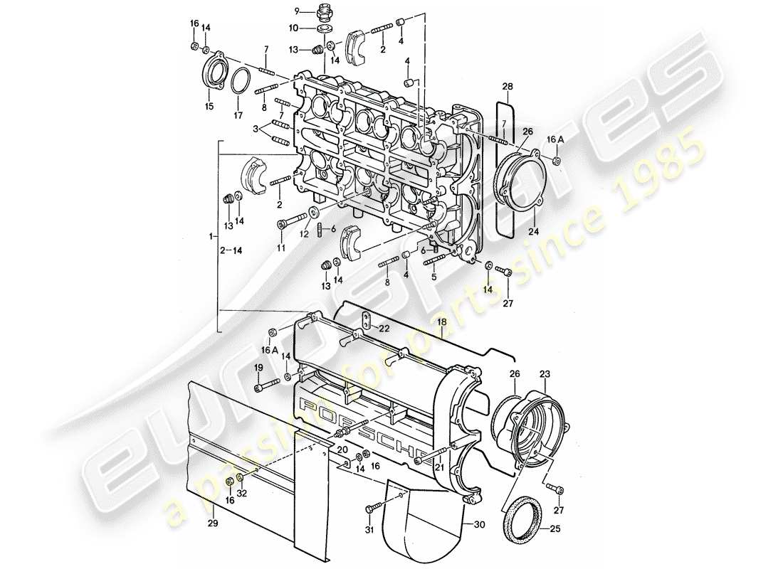 porsche 1988 (959) camshaft housing parts diagram