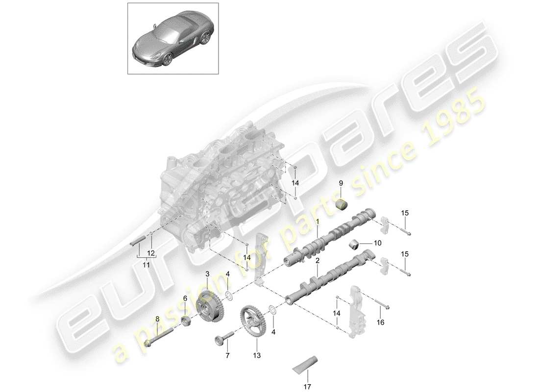 porsche 2015 (981 boxster) camshaft hydraulic tappet camshaft adjuster unit parts diagram