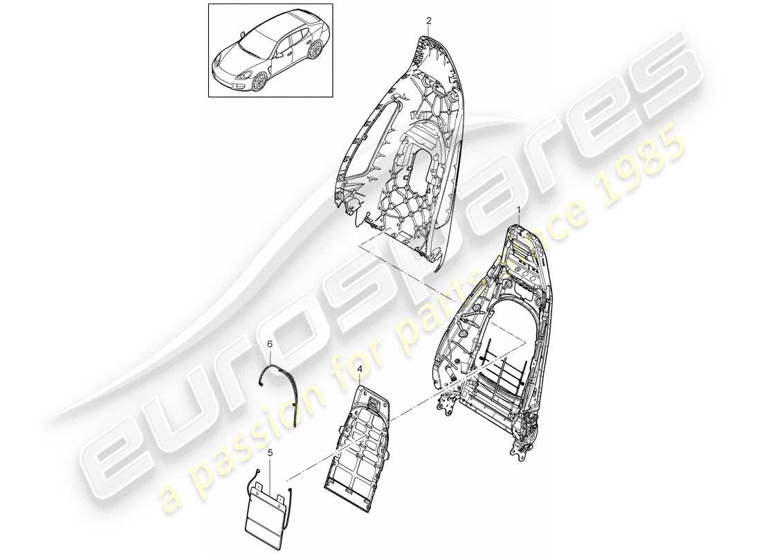 porsche 2012 (panamera 970) backrest shell backrest frame comfort seat standard seat part diagram
