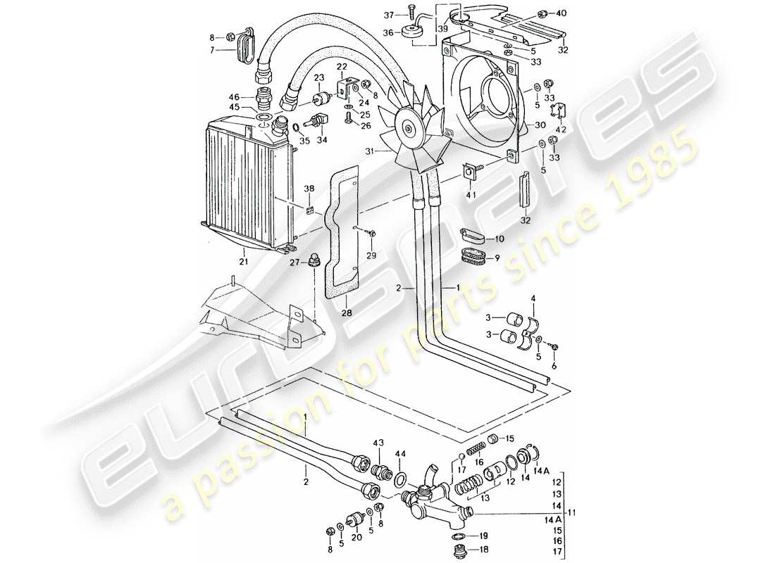 porsche 1990 (964) oil cooler - lines parts diagram
