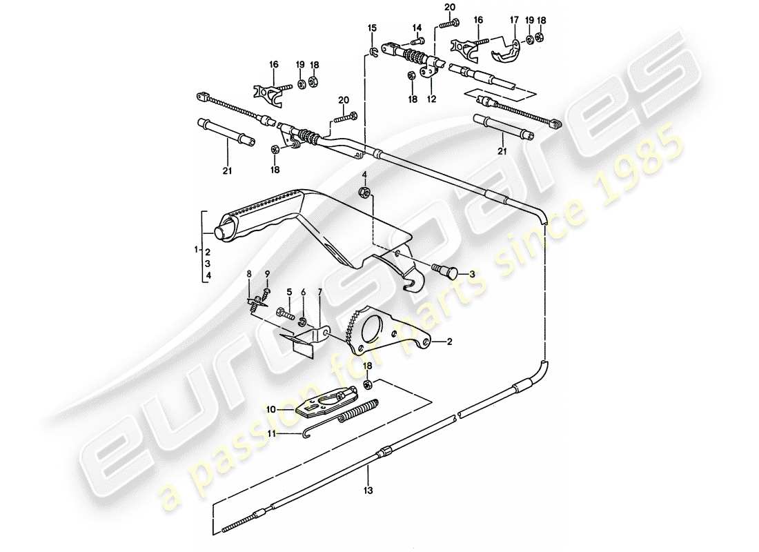porsche 1992 (928) actuator - handbrake part diagram