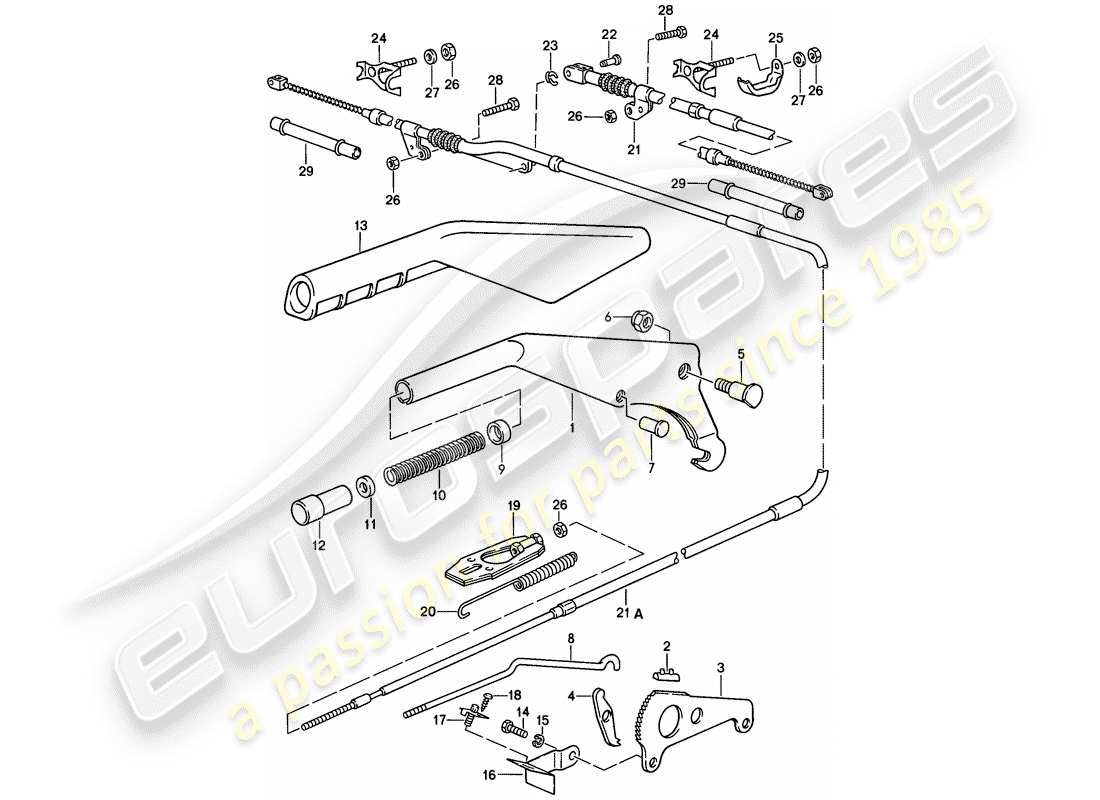 porsche 1983 (928) actuator - handbrake part diagram