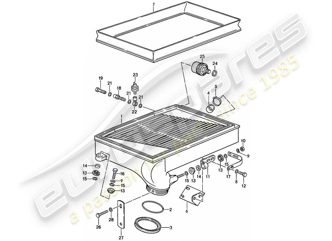 porsche 1988 (911) charge air cooler part diagram