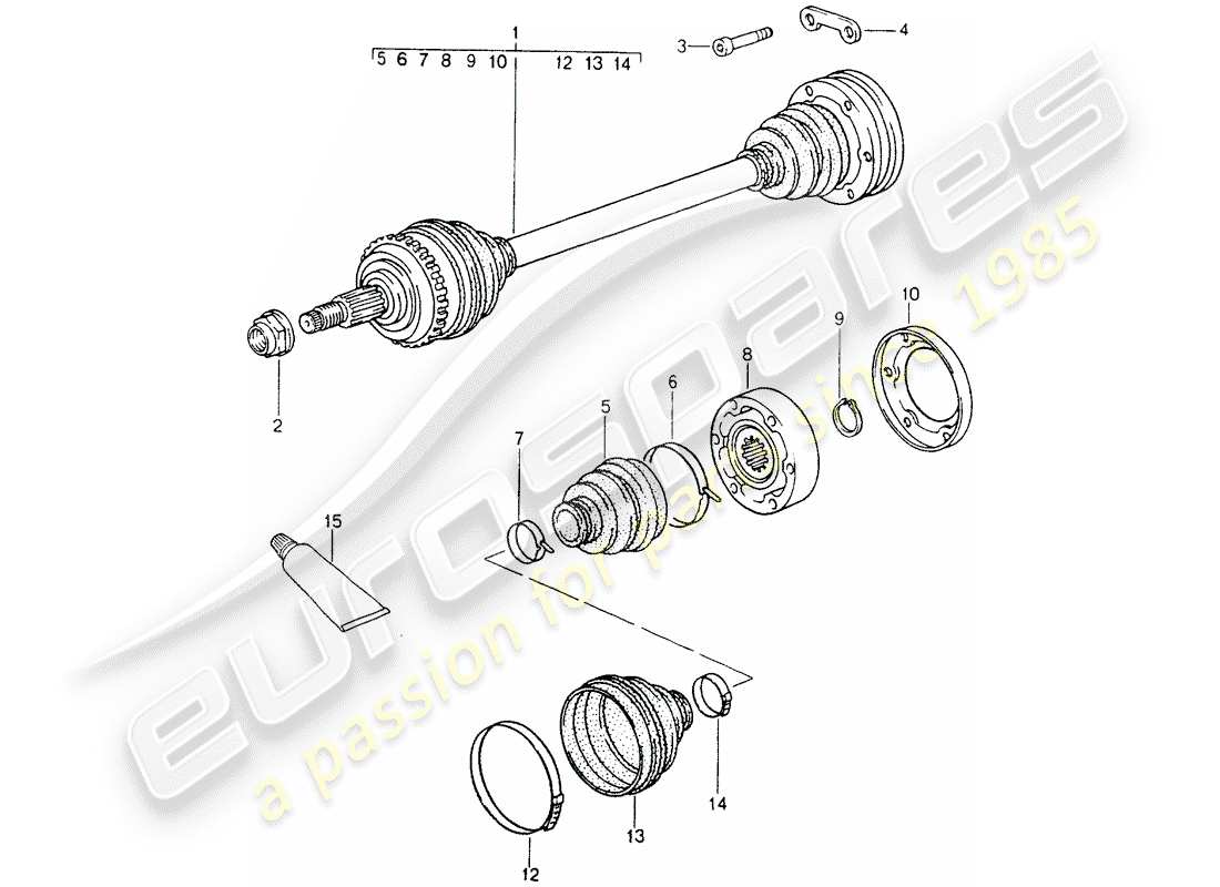 porsche 1992 (964) drive shaft parts diagram