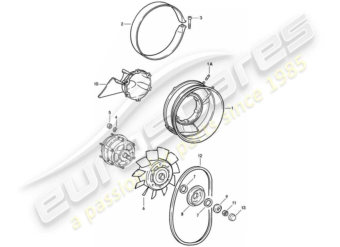 porsche 1988 (911) air cooling part diagram