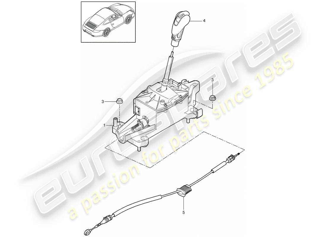 porsche 2010 (997-2) selector lever parts diagram