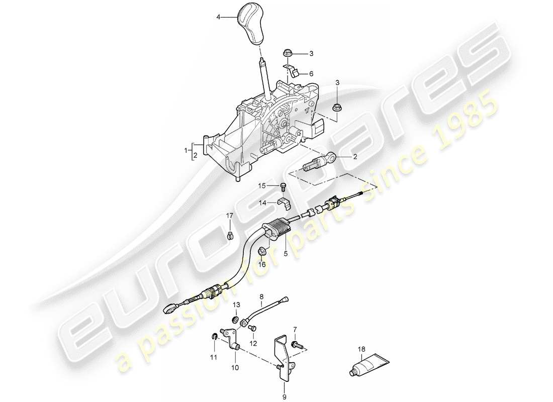 porsche 2007 (987 boxster) selector lever tiptronic parts diagram