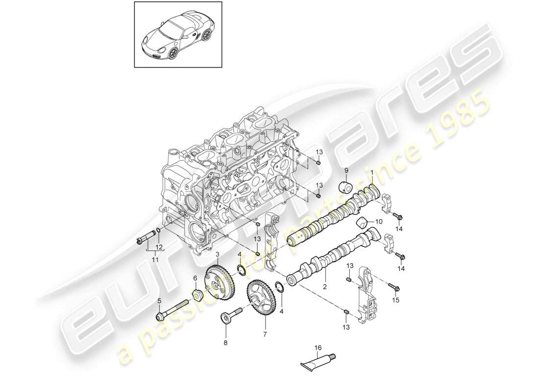 porsche 2011 (987 boxster) camshaft hydraulic tappet camshaft adjuster unit parts diagram