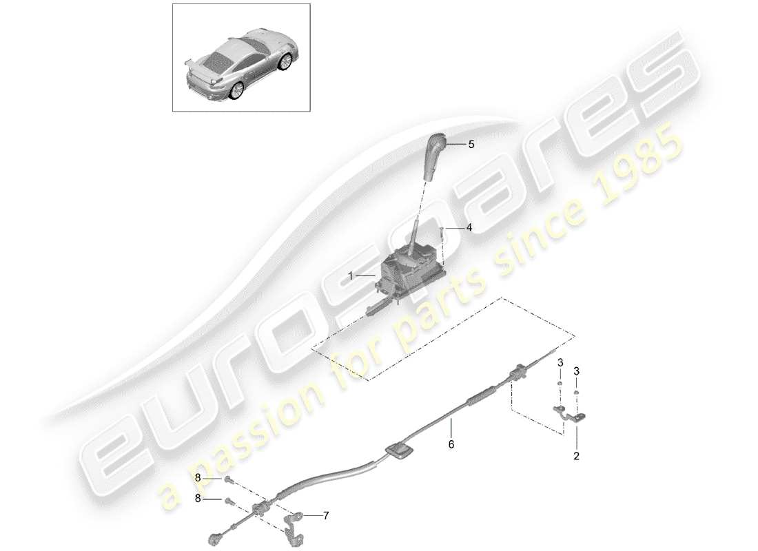 porsche 2014 (991-1 turbo) selector lever - pdk - part diagram