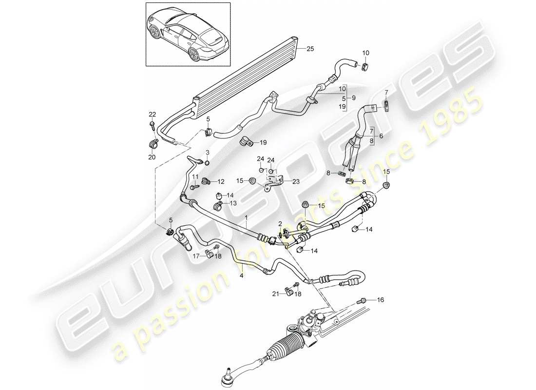 porsche 2012 (panamera 970) power steering pressure line oil cooler d - mj 2014>> part diagram