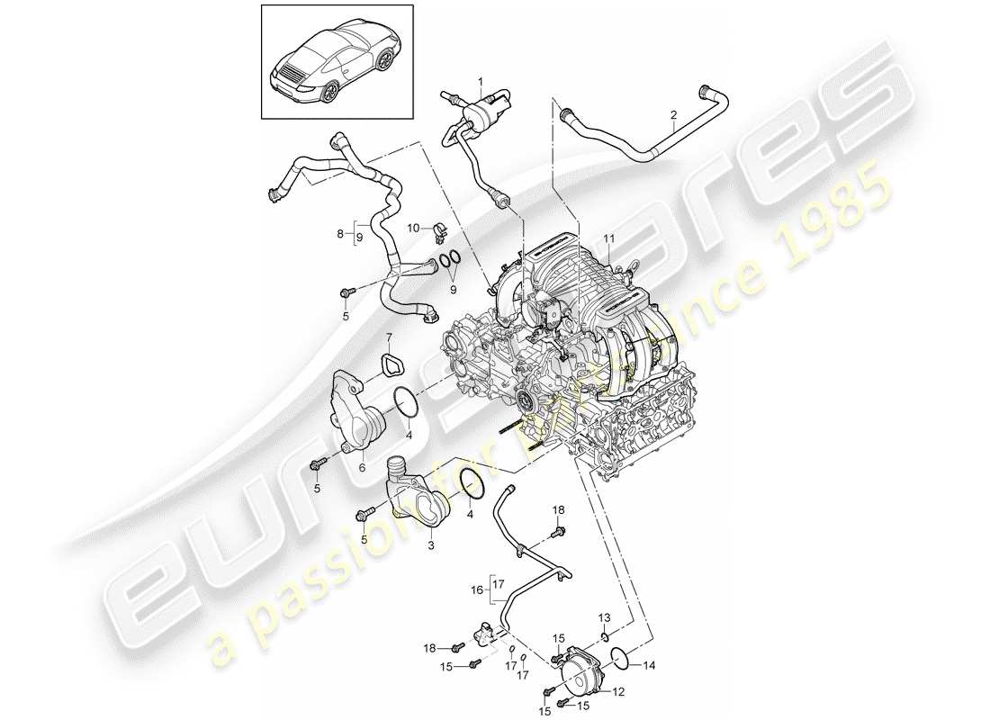 porsche 2012 (997-2) crankcase parts diagram