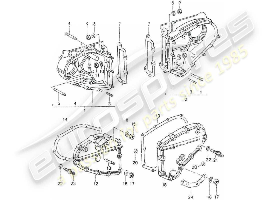 porsche 1990 (964) chain case parts diagram
