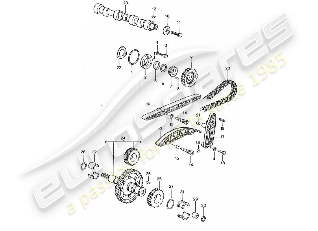 porsche 1989 (964) valve control parts diagram