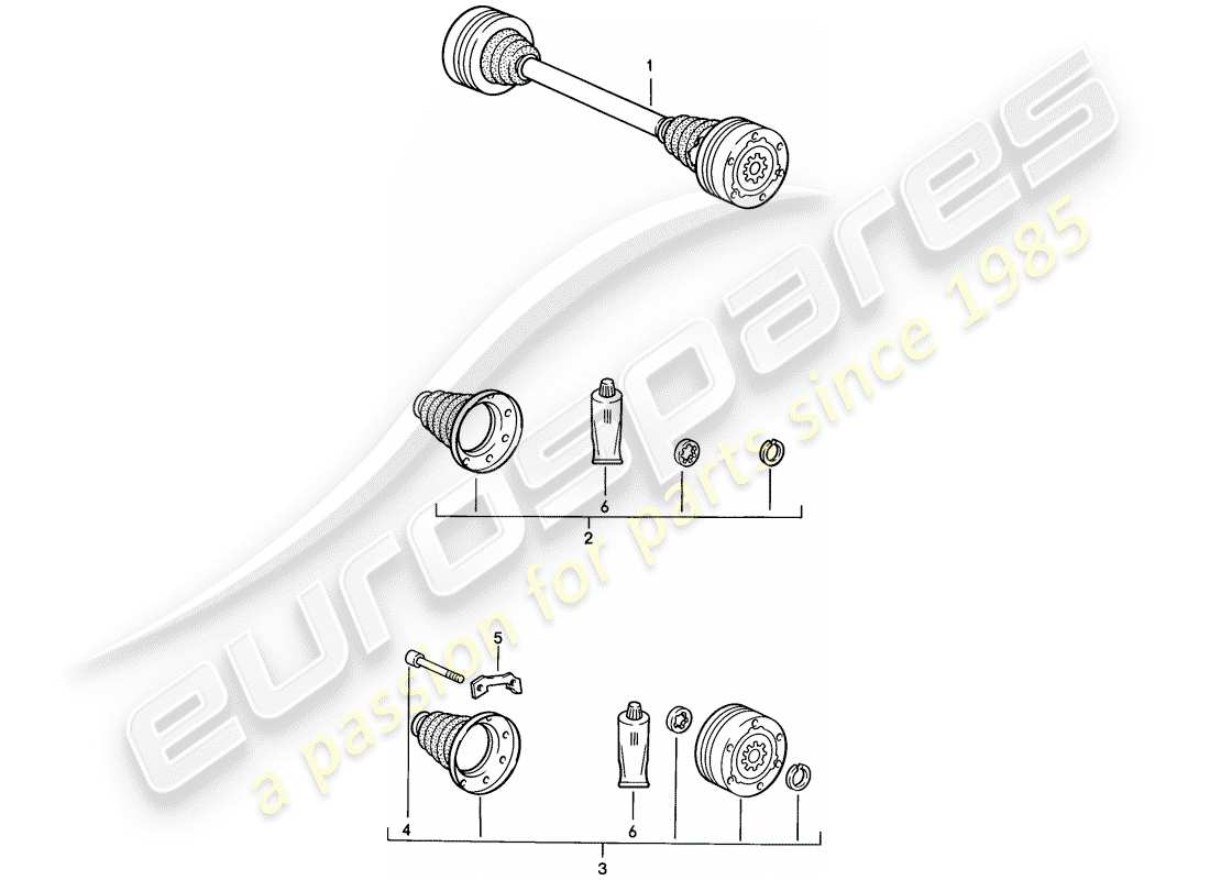 porsche 1986 (924s) drive shaft parts diagram
