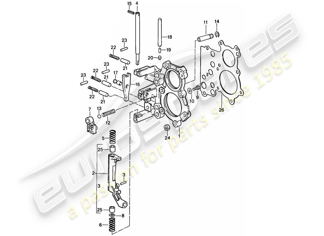 porsche 1989 (911) tensioning plate - shift control lock device - 5-speed part diagram