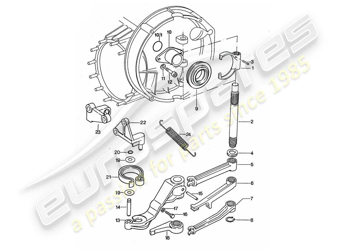 porsche 1977 (911 turbo) clutch release part diagram