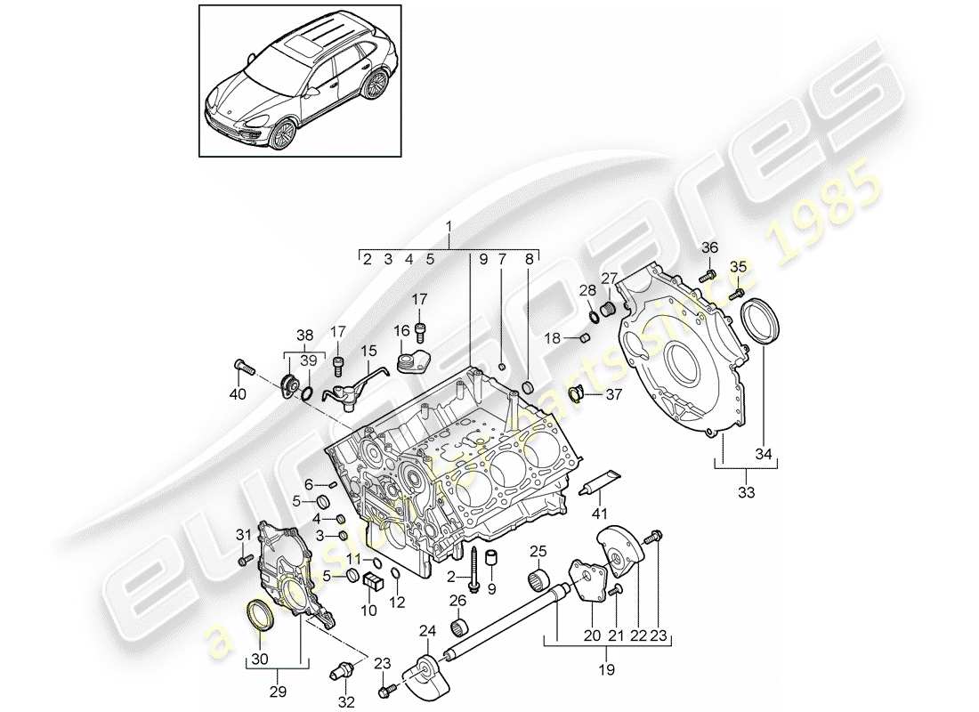 porsche 2015 (cayenne e2 92a) crankcase housing individual parts part diagram