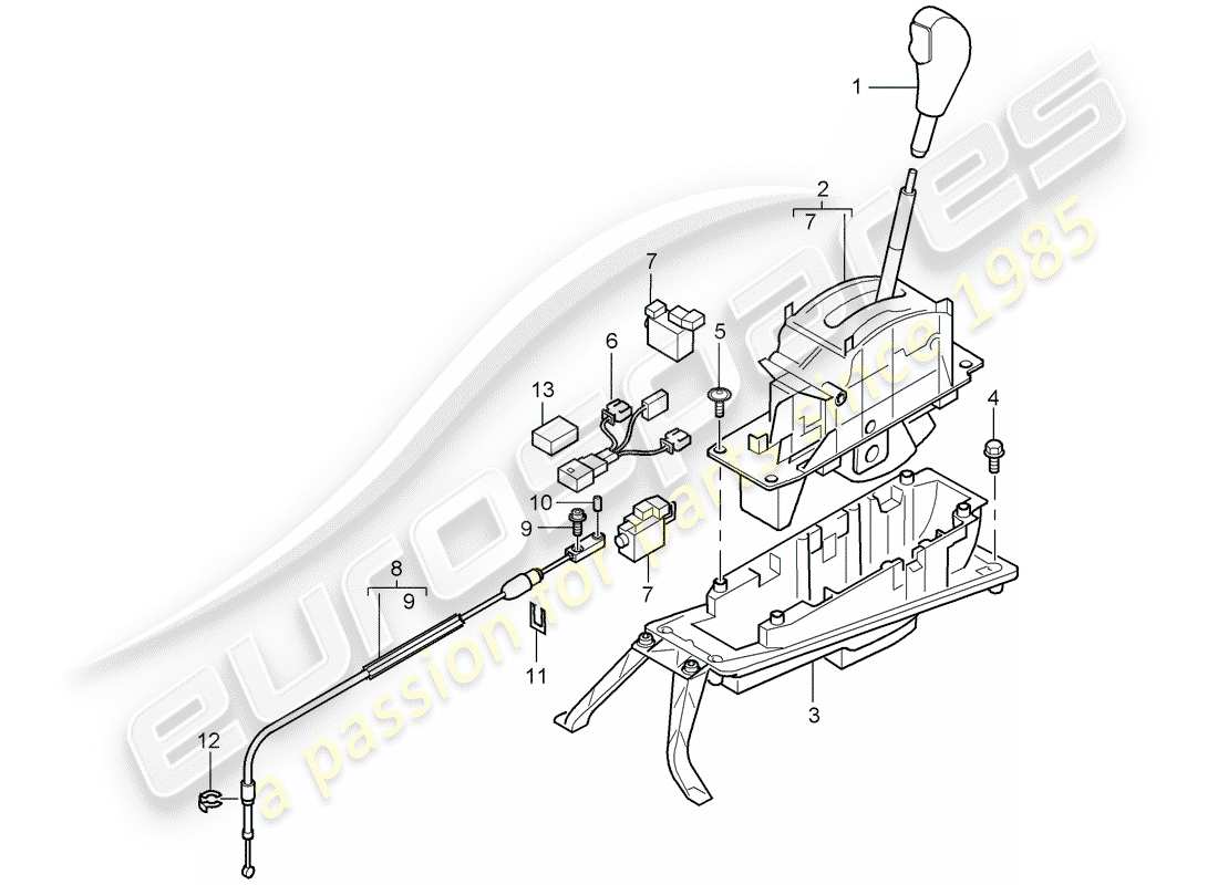 porsche 2005 (cayenne e1 9pa) selector lever tiptronic part diagram