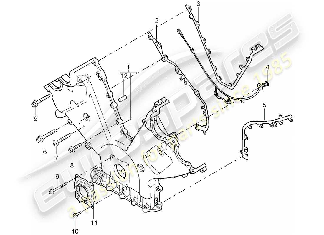 porsche cayenne (2005) cover for timing chain parts diagram