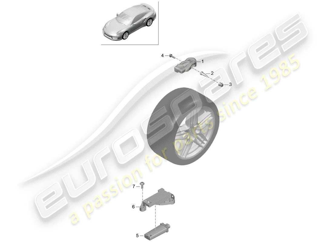 porsche 2014 (991-1 turbo) tyre pressure control system d - mj 2017>> part diagram