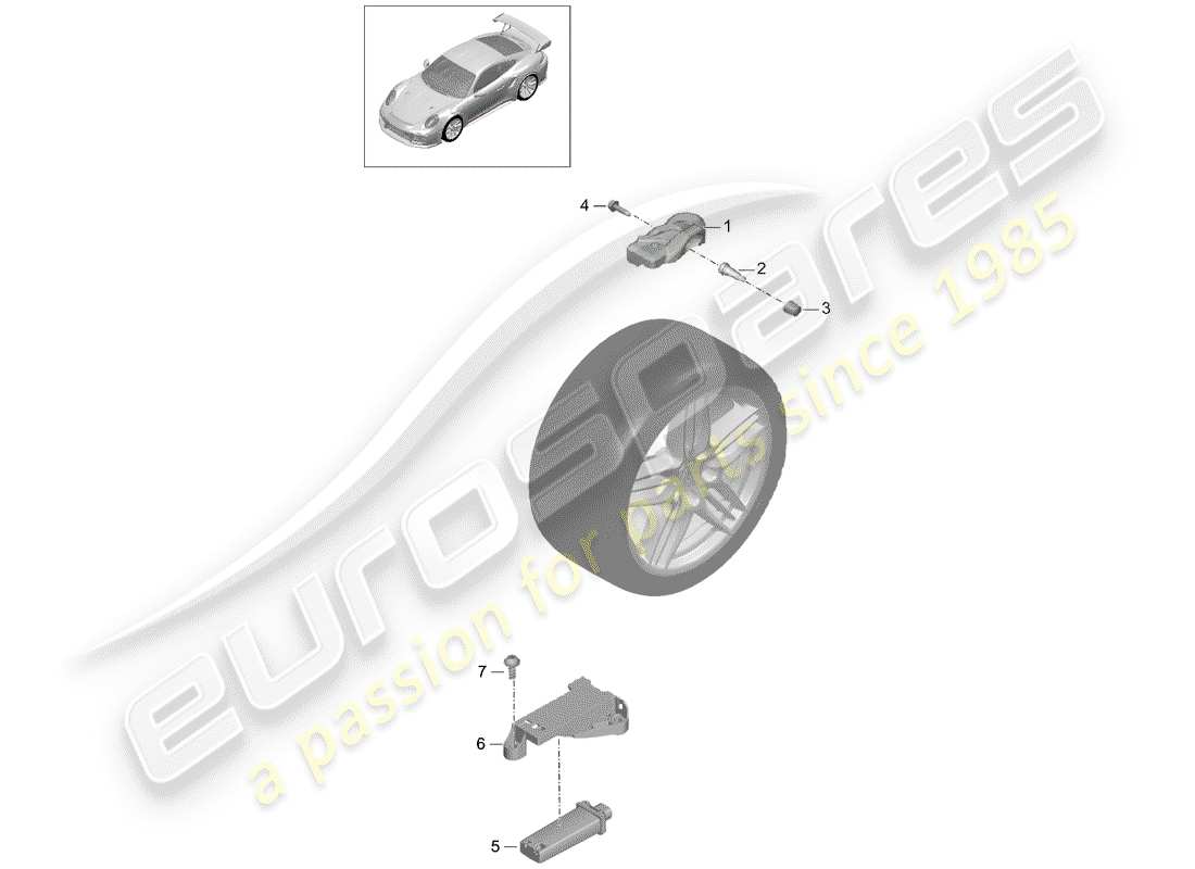 porsche 2014 (991-1 turbo) tyre pressure control system part diagram