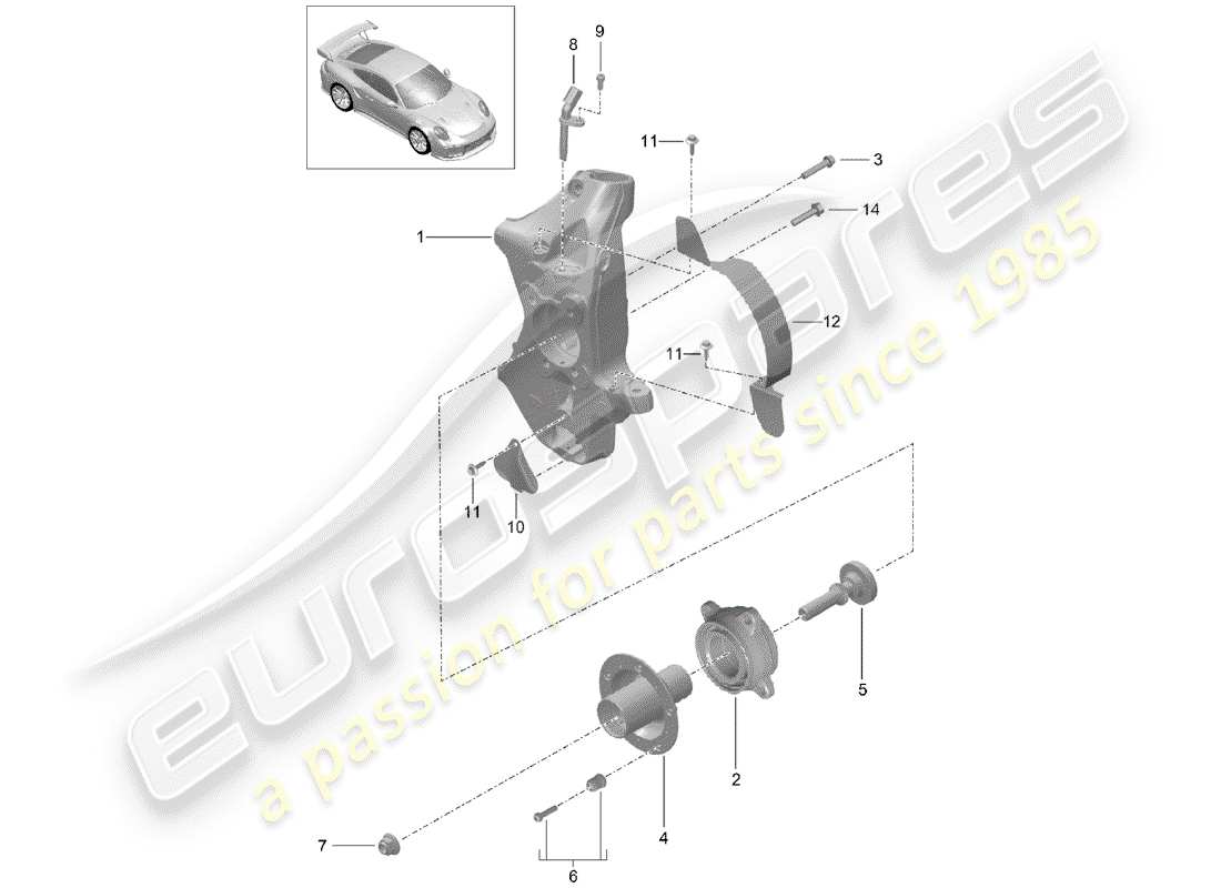 porsche 2016 (991-1 turbo) wheel carrier wheel hub part diagram