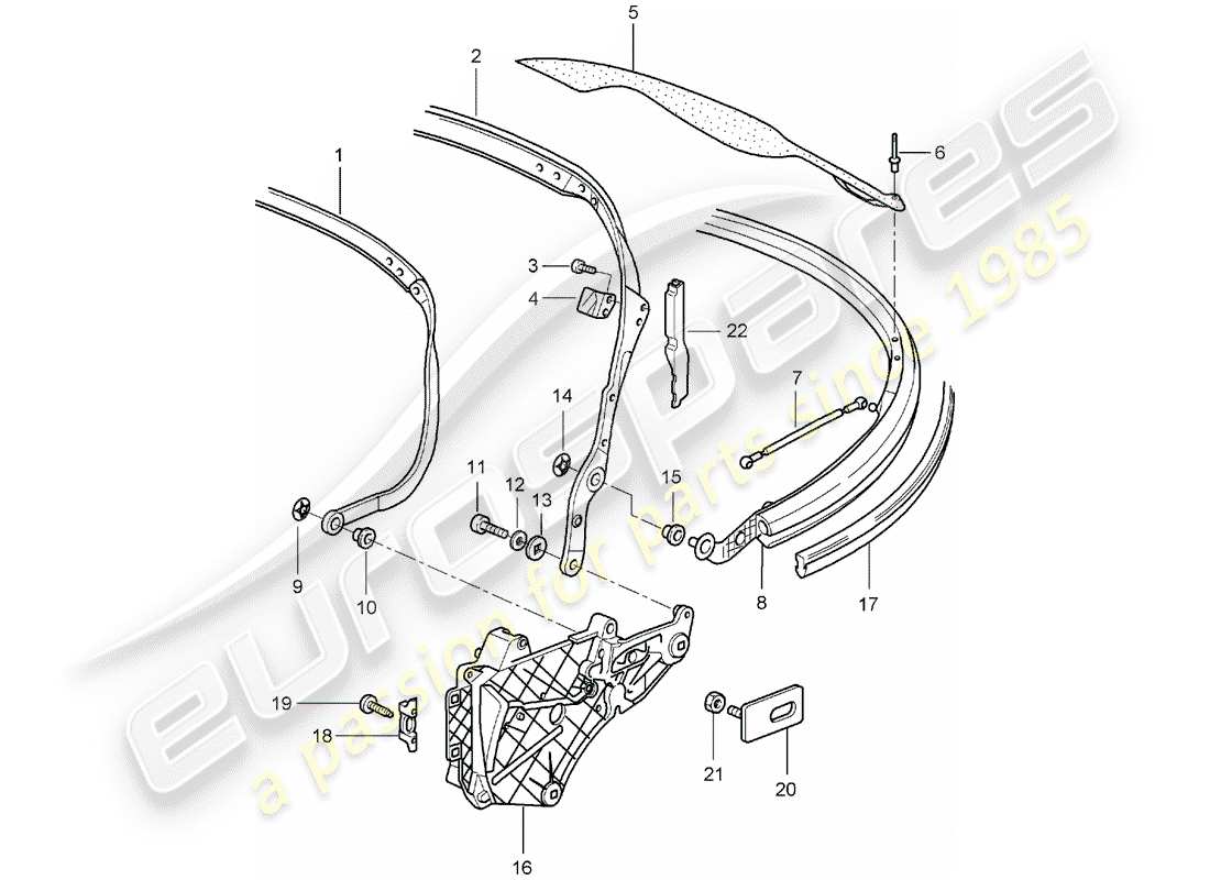 porsche 2005 (997-1) top frame parts diagram
