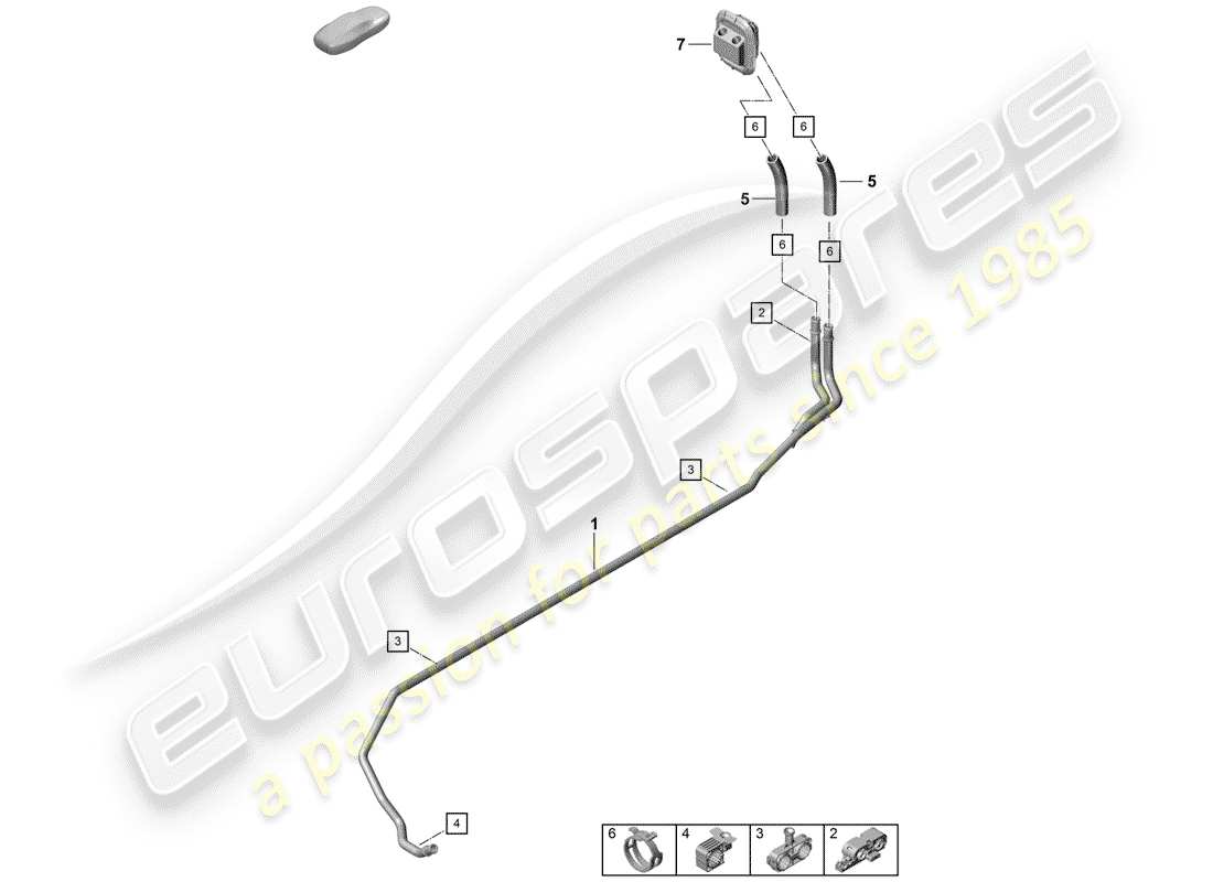 porsche 2020 (718 boxster spyder) heater supply pipe return line parts diagram