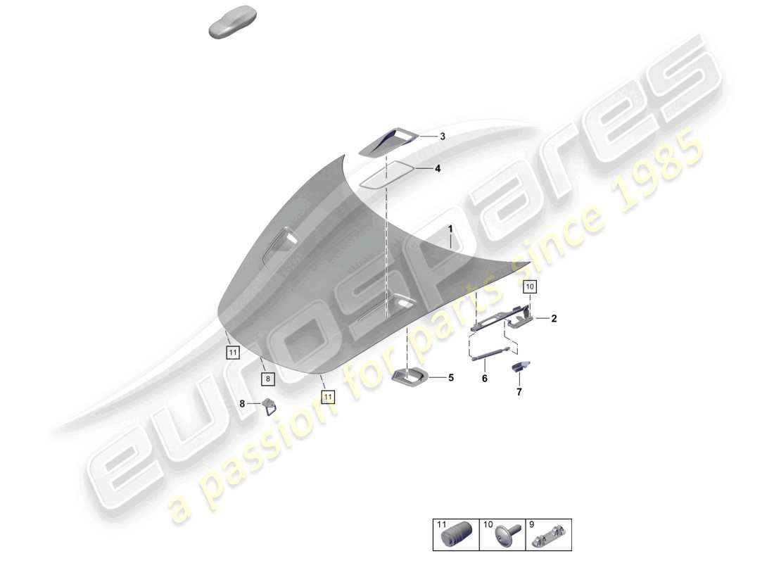 porsche 2020 (718 boxster spyder) cover front parts diagram