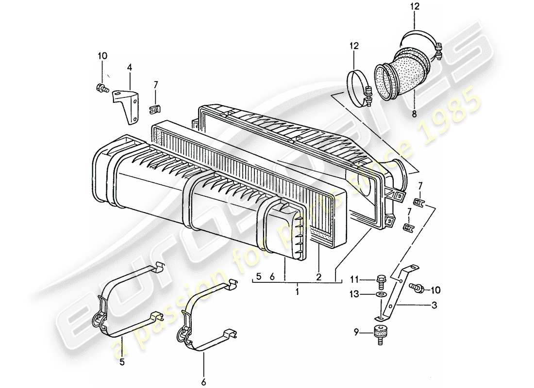 porsche 1989 (944) air cleaner system parts diagram