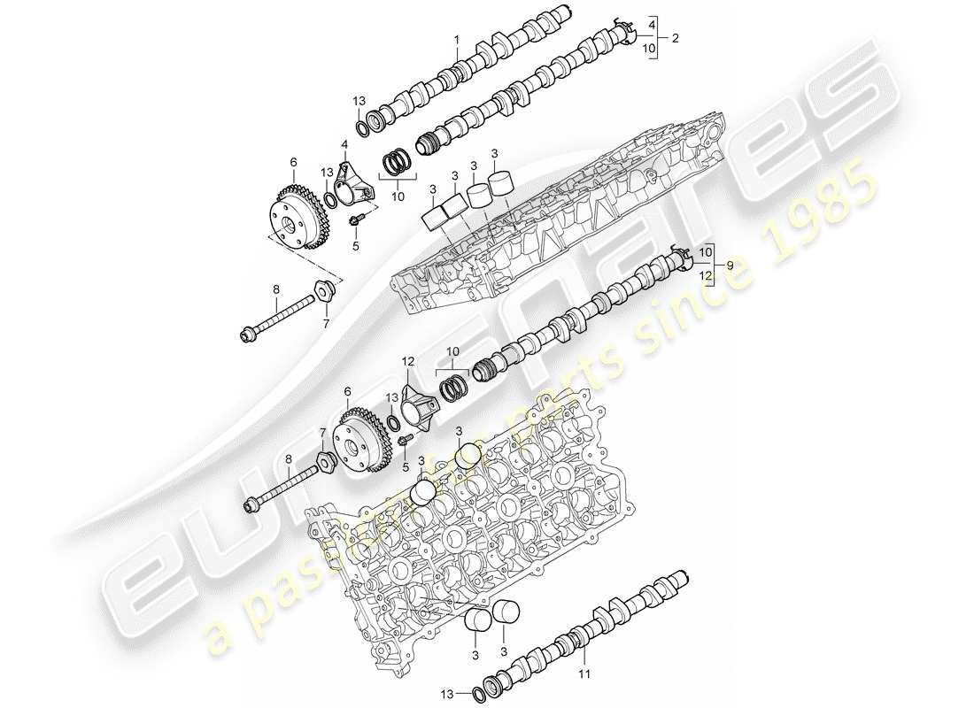 porsche 2006 (cayenne e1 9pa) camshaft part diagram