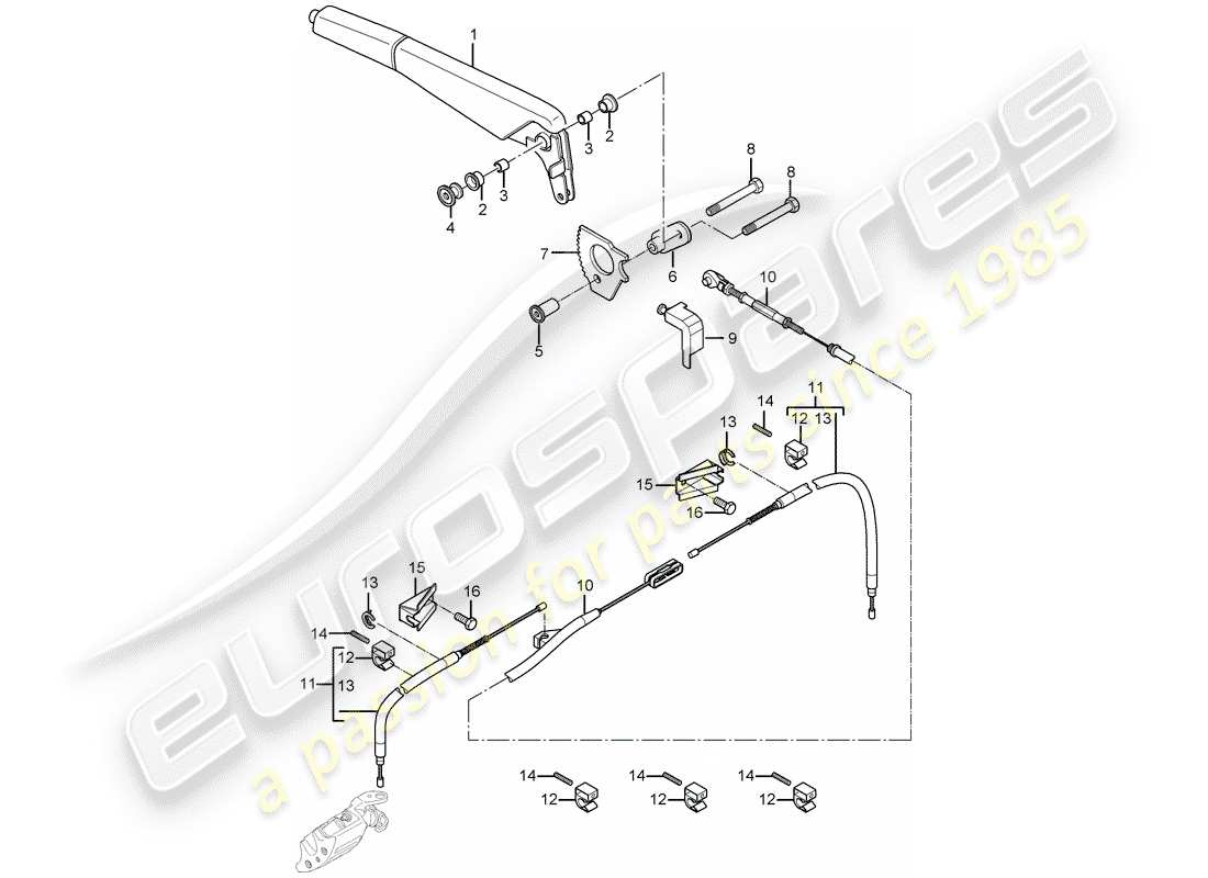porsche carrera gt (2005) handbrake - actuator part diagram