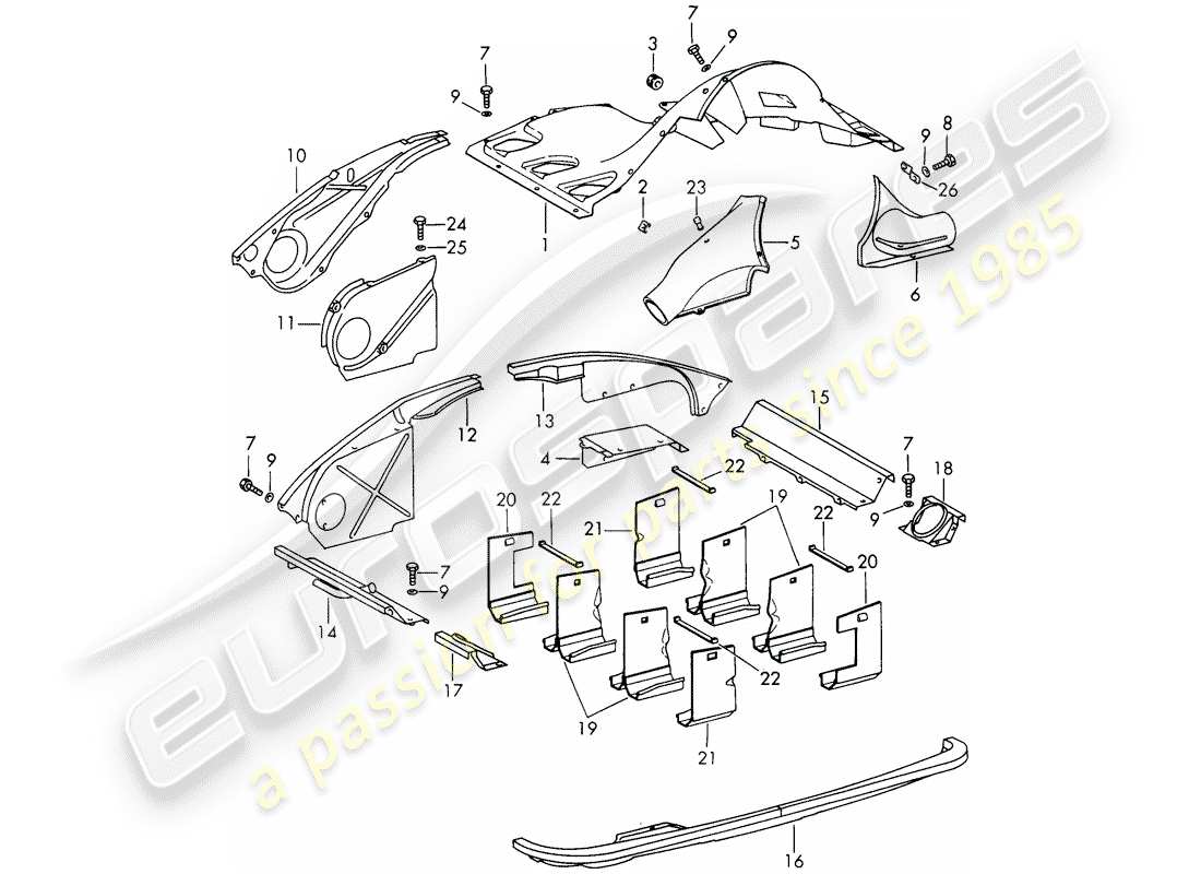 porsche 1968 (911/912) air duct - and - engine cover parts diagram