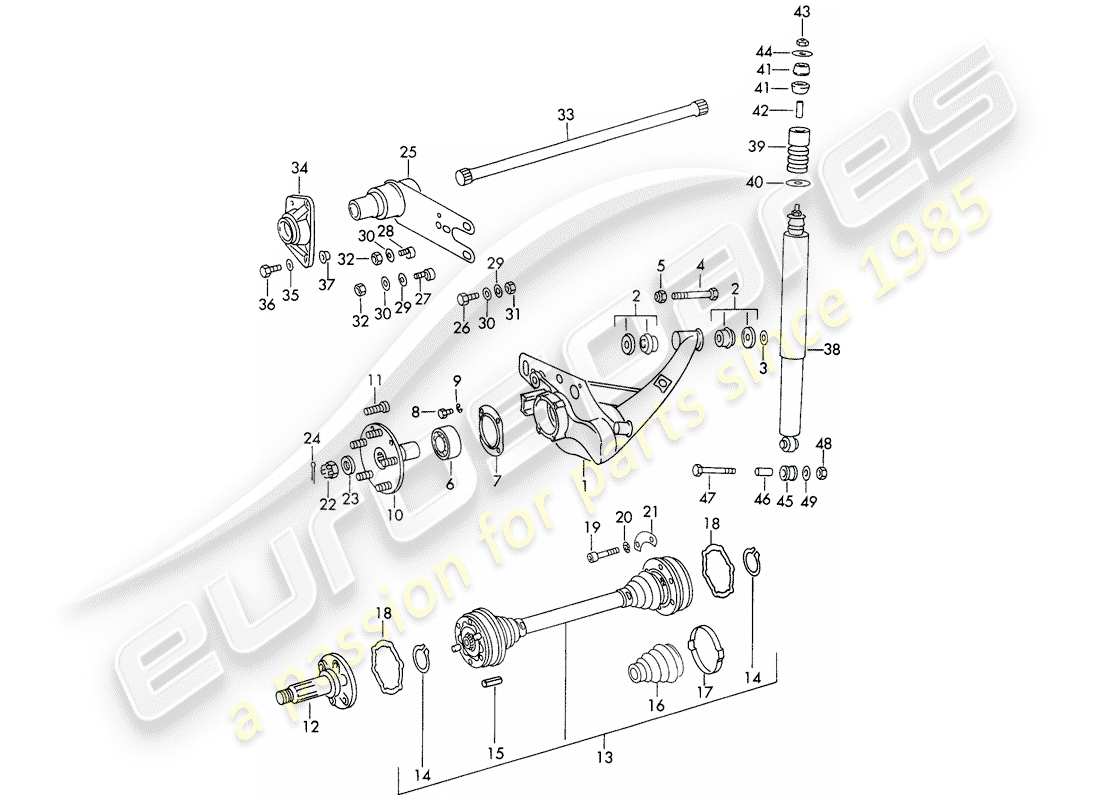 porsche 1968 (911/912) rear axle - d - mj 1969>> - mj 1969 parts diagram