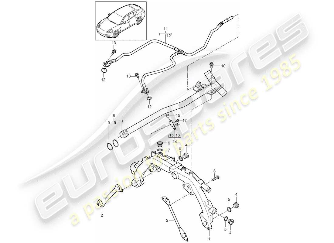 porsche 2014 (panamera 970) coolant cooling system 1 part diagram