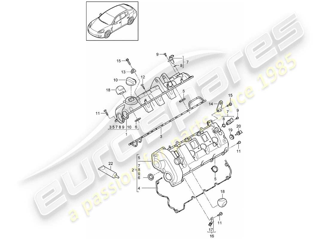 porsche 2016 (panamera 970) valve cover parts diagram