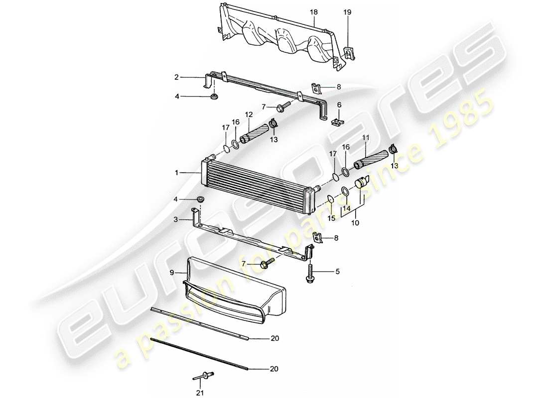 porsche 2004 (996 turbo / gt2) radiator part diagram