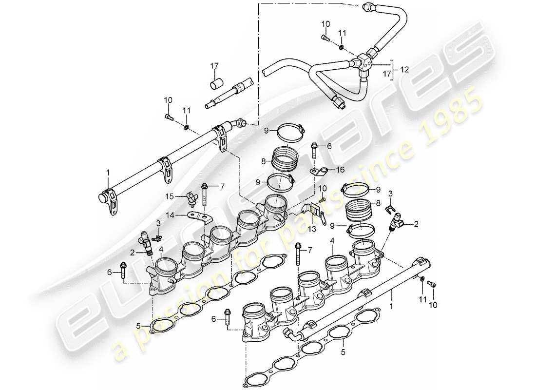 porsche 2004 (carrera gt) fuel collection pipe parts diagram