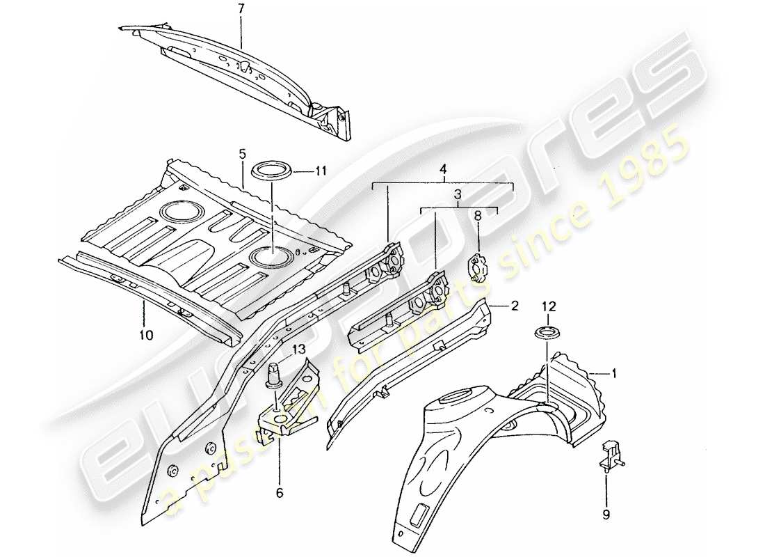 porsche 2002 (986 boxster) rear end individual parts parts diagram