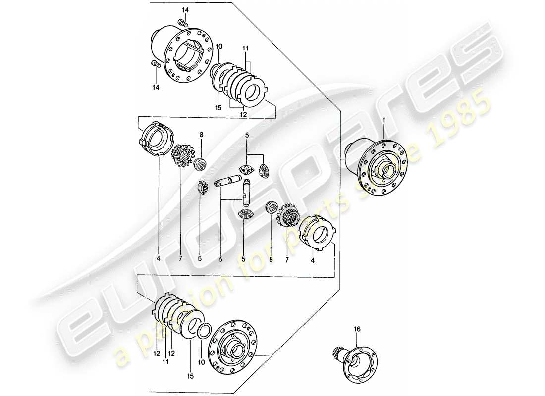 porsche 1989 (911) limited slip differential part diagram