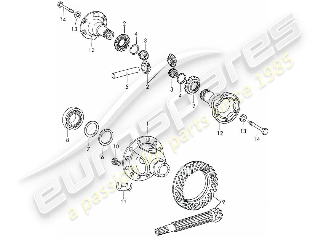 porsche 1965 (911/912) differential - sportomatic - d >> - mj 1968 part diagram